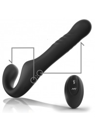 Черный безремневой страпон с вибрацией и возвратно-поступательными движениями - 24 см. - Ibiza - купить с доставкой в Северске