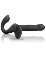 Черный безремневой страпон с вибрацией и возвратно-поступательными движениями - 24 см. - Ibiza - купить с доставкой в Северске