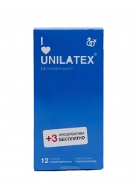 Классические презервативы Unilatex Natural Plain - 12 шт. + 3 шт. в подарок - Unilatex - купить с доставкой в Северске