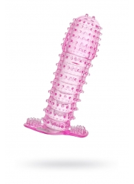 Гелевая розовая насадка с шипами - 12 см. - Toyfa Basic - в Северске купить с доставкой