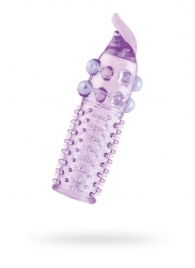 Гелевая фиолетовая насадка с шариками, шипами и усиком - 11 см. - Toyfa Basic - в Северске купить с доставкой