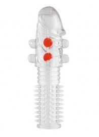 Гелевая прозрачная насадка с шариками и шипами - 14 см. - Toyfa Basic - в Северске купить с доставкой