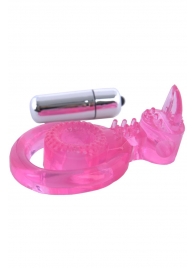 Розовая вибронасадка со стимулятор клитора   Язычок - Toyfa Basic - в Северске купить с доставкой