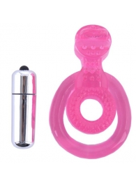 Розовая вибронасадка со стимулятор клитора   Язычок - Toyfa Basic - в Северске купить с доставкой