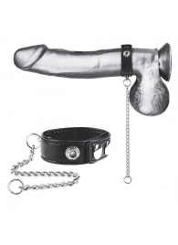 Утяжка на пенис с поводком Snap Cock Ring With 12  Leash - BlueLine - купить с доставкой в Северске