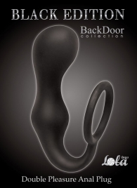 Чёрное эрекционное кольцо с анальной пробкой Double Pleasure Anal Plug - Lola Games - в Северске купить с доставкой