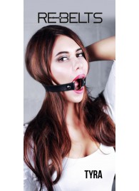 Чёрный кожаный чокер-кляп Tyra Black - Rebelts - купить с доставкой в Северске