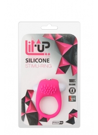 Розовое эрекционное кольцо с щеточкой LIT-UP SILICONE STIMU RING 5 - Dream Toys - в Северске купить с доставкой