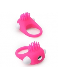 Розовое эрекционное кольцо с щеточкой LIT-UP SILICONE STIMU RING 5 - Dream Toys - в Северске купить с доставкой
