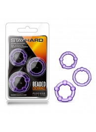 Набор из 3 фиолетовых эрекционных колец Stay Hard Beaded Cockrings - Blush Novelties - в Северске купить с доставкой