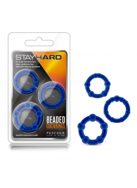 Набор из 3 синих эрекционных колец Stay Hard Beaded Cockrings - Blush Novelties - в Северске купить с доставкой