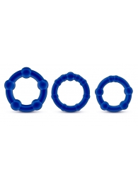 Набор из 3 синих эрекционных колец Stay Hard Beaded Cockrings - Blush Novelties - в Северске купить с доставкой