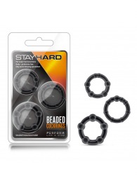 Набор из 3 чёрных эрекционных колец Stay Hard Beaded Cockrings - Blush Novelties - в Северске купить с доставкой