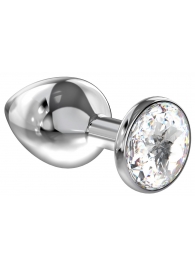 Большая серебристая анальная пробка Diamond Clear Sparkle Large с прозрачным кристаллом - 8 см. - Lola Games - купить с доставкой в Северске