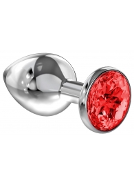 Большая серебристая анальная пробка Diamond Red Sparkle Large с красным кристаллом - 8 см. - Lola Games - купить с доставкой в Северске