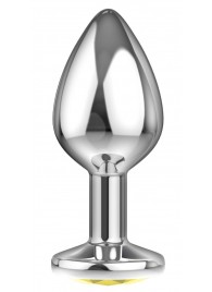 Малая серебристая анальная пробка Diamond Yellow Sparkle Small с жёлтым кристаллом - 7 см. - Lola Games - купить с доставкой в Северске