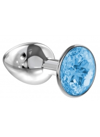 Малая серебристая анальная пробка Diamond Light blue Sparkle Small с голубым кристаллом - 7 см. - Lola Games - купить с доставкой в Северске