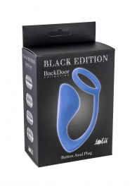 Синее эрекционное кольцо с анальной пробкой Button Anal Plug - Lola Games - в Северске купить с доставкой