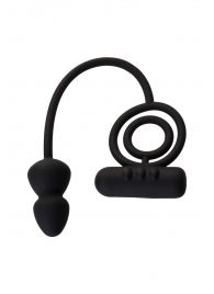 Чёрное эрекционное кольцо с вибропулькой и анальным хвостом - Erotist Adult Toys - в Северске купить с доставкой