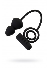 Чёрное эрекционное кольцо с вибростимулятором и анальным хвостом - Erotist Adult Toys - в Северске купить с доставкой