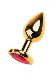 Золотистая анальная пробка с кристаллом-сердцем - 7,5 см. - ToyFa - купить с доставкой в Северске