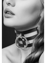 Чёрный тройной чокер с большим кольцом - Bijoux Pour Toi - купить с доставкой в Северске