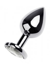 Серебристая анальная пробка с прозрачным кристаллом-сердцем - 8 см. - ToyFa - купить с доставкой в Северске