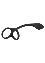 Эрекционное кольцо с утяжкой на мошонку и анальным плаг Black Velvets - Orion - в Северске купить с доставкой