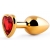 Золотистая анальная пробка с красным стразом-сердечком - 8 см. - Anal Jewelry Plug - купить с доставкой в Северске