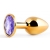 Золотистая анальная пробка с фиолетовым стразом - 7,2 см. - Anal Jewelry Plug - купить с доставкой в Северске