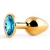 Золотистая анальная пробка с голубым стразом - 7,2 см. - Anal Jewelry Plug - купить с доставкой в Северске