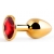 Золотистая анальная пробка с красным стразом - 7,2 см. - Anal Jewelry Plug - купить с доставкой в Северске