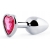 Серебристая анальная пробка с розовым кристаллом-сердечком - 7 см. - Anal Jewelry Plug - купить с доставкой в Северске