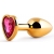 Золотистая анальная пробка с малиновым кристаллом-сердечком - 7 см. - Anal Jewelry Plug - купить с доставкой в Северске