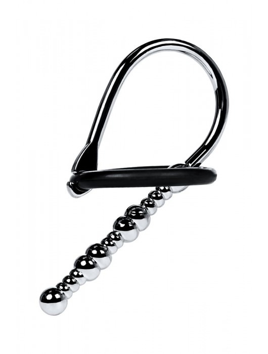 Серебристый уретральный плаг-бусины TOYFA Metal с мягким фиксириющим кольцом - ToyFa - купить с доставкой в Северске