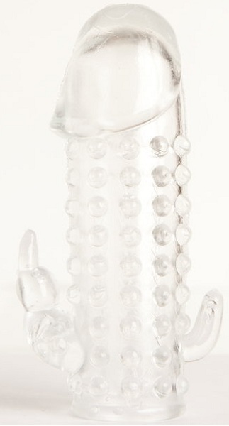 Гелевая прозрачная насадка с 2 отростками - 13 см. - Toyfa Basic - в Северске купить с доставкой