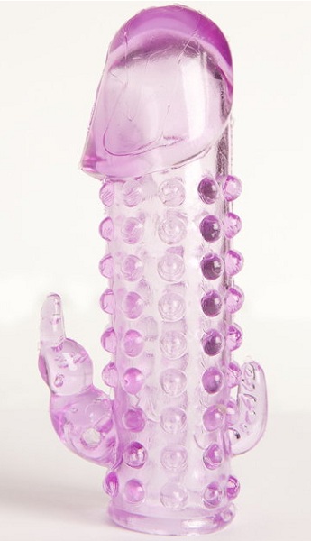 Закрытая фиолетовая насадка с 2 отростками - 13 см. - Toyfa Basic - в Северске купить с доставкой