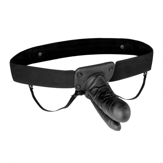 Полый страпон с двумя отростками и вибрацией Unisex Vibrating Hollow Strap-On Double Penetrating Dildo - 17,8 см. - Lux Fetish - купить с доставкой в Северске