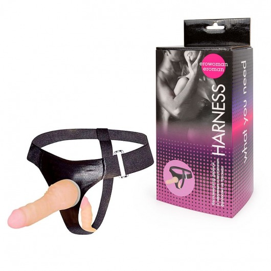 Страпон с вагинальной пробкой - 16,5 см. - Erowoman-Eroman - купить с доставкой в Северске