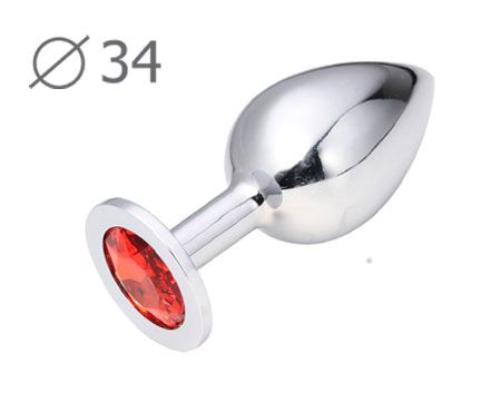 Коническая серебристая анальная втулка с красным кристаллом - 8,2 см. - Anal Jewelry Plug - купить с доставкой в Северске