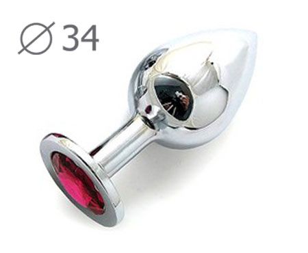 Коническая серебристая анальная втулка с малиновым кристаллом - 8,2 см. - Anal Jewelry Plug - купить с доставкой в Северске