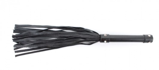 Черная плеть из натуральной кожи с проклепанной ручкой - 44 см. - БДСМ Арсенал - купить с доставкой в Северске