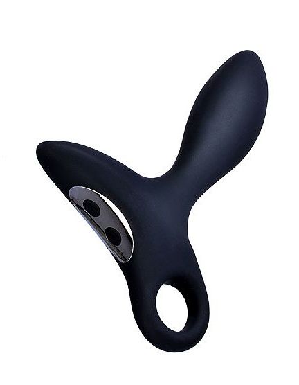 Черный силиконовый анальный вибромассажер Erokey с колечком-ограничителем - Erokay - в Северске купить с доставкой