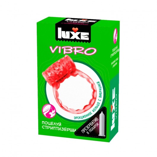 Розовое эрекционное виброкольцо Luxe VIBRO  Поцелуй стриптизёрши  + презерватив - Luxe - в Северске купить с доставкой