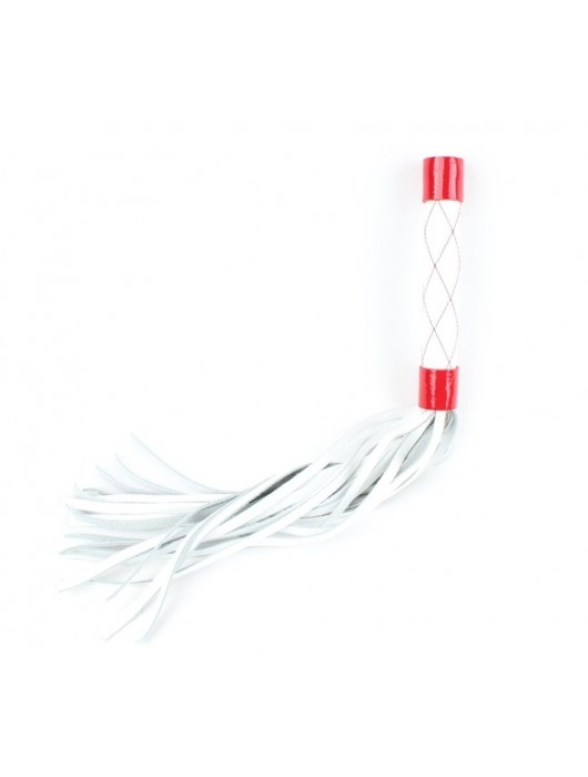 Бело-красная плеть средней длины с ручкой - 44 см. - БДСМ Арсенал - купить с доставкой в Северске