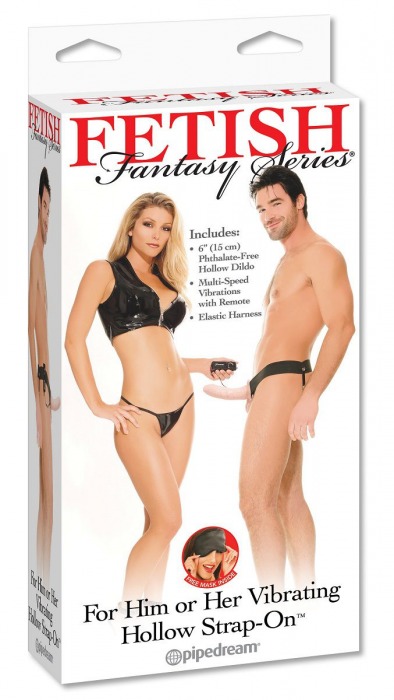 Полый страпон унисекс телесного цвета с вибрацией For Him or Her ​Vibrating Hollow Strap-On - 15 см. - Pipedream - купить с доставкой в Северске