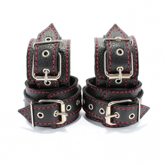 Черный бондажный набор с красной строчкой - БДСМ Арсенал - купить с доставкой в Северске