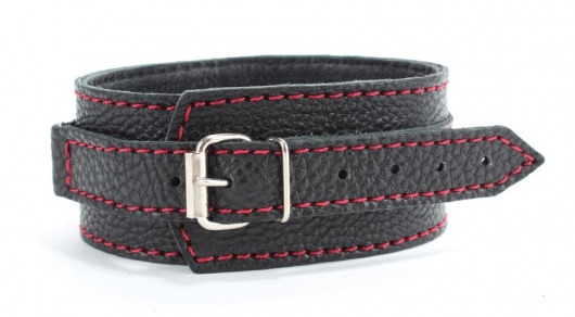 Черный ошейник из натуральной кожи с шипами - БДСМ Арсенал - купить с доставкой в Северске