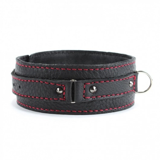 Черный ошейник из натуральной кожи с шипами - БДСМ Арсенал - купить с доставкой в Северске