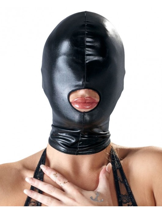 Черная эластичная маска на голову с отверстием для рта - Orion - купить с доставкой в Северске